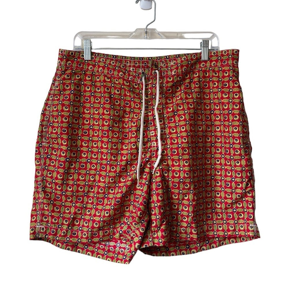 Polo by Ralph Lauren Vintage Board Shorts Blue Tab Silver Geometric Size L - Picture 1 of 12